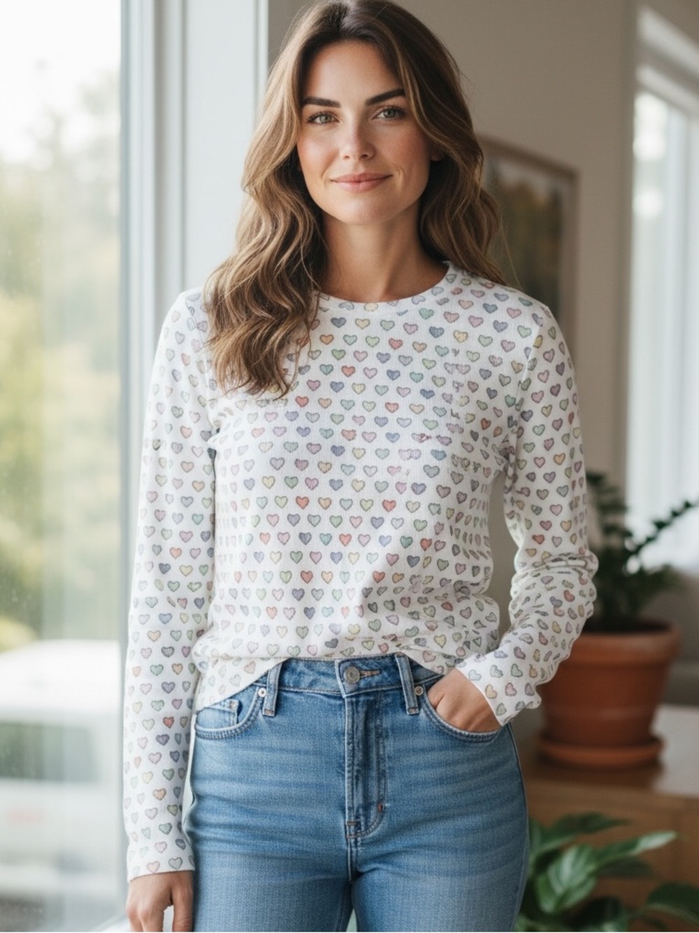 Polkadot England Multi-Color
Heart Print Long Sleeve
Thermal Shirt